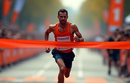 Runner finishing a race strong